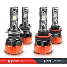 LED Headlight Combo Set H11 H7 High+Low Beam Bulbs 6000K Bulbs Total 16000LM picture