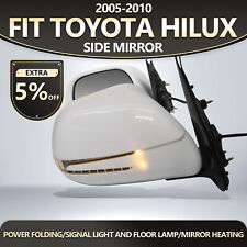 Fit 2005-2010 Toyota Hilux Side Mirrors Folding Arrow Signal Chrome White 9 Pins picture