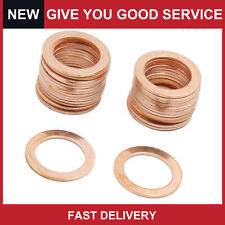 Universal 14mm ID Copper Crush Washers Flat Car Sealing Gaskets Rings Pack of 30 picture