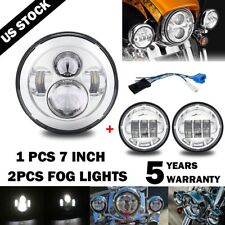 7Inch 140W LED Headlight Hi/Lo + 2Pcs 4.5Inch 80W Fog Light for Harley Davidson picture