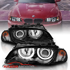 2000-2003 Dual Halo Black Projector Headlights Pair For BMW E46 3-Series Coupe picture