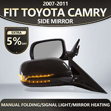 For 2007-2011 Toyota Camry Side Mirrors Folding Pair Black LED Rear View 5 Pins picture