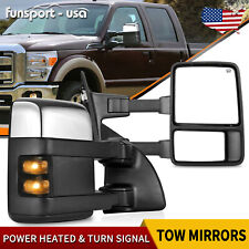 Chrome Tow Mirrors for 99-07 Ford F250-F550 Super Duty Smoke Signal Power Heated picture