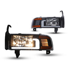LED DRL Headlights For 1994-2002 Dodge Ram 1500 2500 3500 Headlamps Black Clear picture