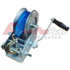 3200LBS Hand Winch 2 Gear Hand Crank Polyester Strap ATV Trailer Boat Heavy Duty picture