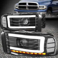 [LED DRL]FOR 02-05 DODGE RAM BLACK SEQUENTIAL TURN SIGNAL PROJECTOR HEADLIGHTS picture