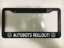 Chrome appearance AutoBots Roll Out Transformers Robot Black License Plate Frame picture