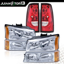Fit For 2003-2006 Chevy Silverado Chrome Headlight+Signal Bumper Lamp+Tail Light picture