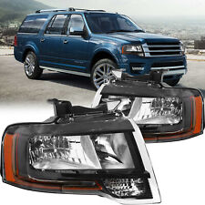 For 2015-2017 Ford Expedition Black With Complex Reflect Headlights Lamps Pair picture