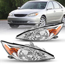 Pair Chrome Headlights Assembly For 2002 2003 2004 Toyota Camry Front Lamps picture