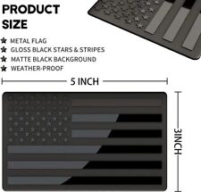 3D Aluminum All Black USA American Flag Emblem Decal Stickers (1 Pair), Matte picture