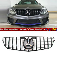 Black GTR Style Grill W/Emblem Grille For Mercedes 2008-2014 W204 C250 C350 C300 picture