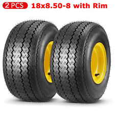 2Pack 18x8.50-8 Lawn Mower Tires Tractor Turf Tire with Rim Wheel 4 Ply Tubeless picture