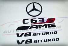 C63S SEDAN AMG V8 BITURBO Rear Star Emblem glossy Black Badge Combo Set Mercedes picture