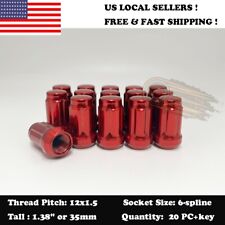20PC+ SECURITY KEY RED SPLINE TUNER RACING LUG NUTS 12X1.5 FITS HONDA ACURA picture