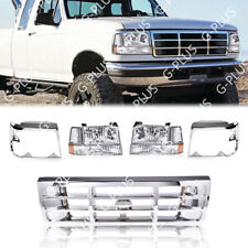 Fit For 92-98 F150 F250 F350 Grille Chrome Headlight Door Park Side Marker Light picture