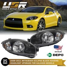 DEPO Euro Black Housing Clear Lens Headlights For 06-11 Mitsubishi Eclipse GT picture