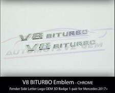2pcs V8 BITURBO Fender Side AMG Emblem Chrome Logo Badge  C63 E63 G63 picture