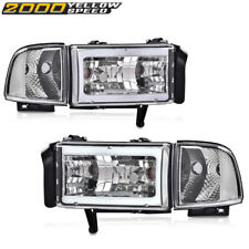 Fit For Ram 1500 2500 3500 94-02 Chrome /Clear Corner LED DRL Headlights Lamps picture