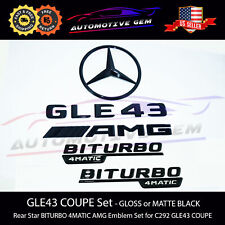 GLE43 COUPE AMG BITURBO 4MATIC Rear Star Emblem Black Badge Combo Mercedes C292 picture