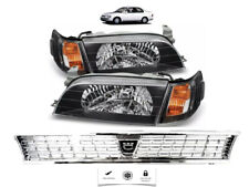 For Toyota Corolla 93 97 JDM Headlight Set Black Housing With Grill Chrome Combo picture