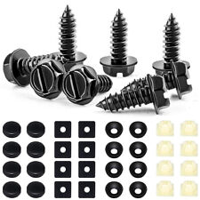 8 Black License Plate Screws Stainless Steel Bolts Caps Car Dealer Fasteners Kit picture