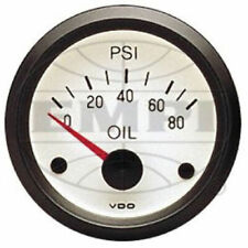 V3-5024-0 VDO OIL PRESSURE GAUGE, 0-80 PSI, WHITE FACE, BLACK #'S & RED POINTER picture