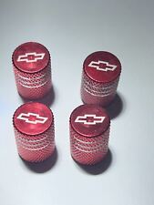 4 RED Chevy Chevrolet Tire Valve Stem Caps For Car, Truck Universal Fitting picture