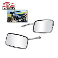 10mm Chrome Motorcycle Rectangular Rearview Mirrors For Honda Suzuki Kawasaki  picture