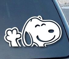 Snoopy Dog Puppy Waving Hand Automotive Car Wall Macbook Sticker Decal WHITE picture