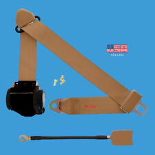 1 Kit of 3 Point Universal Strap Retractable & Adjustable Safety Seat Belt Beige picture