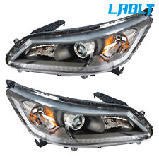 LABLT RH&LH Headlights Headlamp Halogen Black Housing For 2013-2015 Honda Accord picture