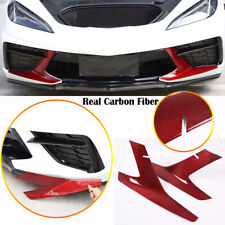 Red Real Carbon fiber Car Front Bumper Side Grille Cover For Corvette C8 Z51 20+ picture