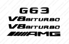 Set Gloss Black Emblem Badge Sticker for Mercedes-Benz G63 V8 Biturbo AMG W463 picture
