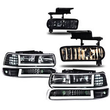 Clear/Black LED Tube DRL Headlight & Fog Lights Fit For 99-06 Silverado/Suburban picture
