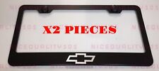 2X Chevy Logo Stainless Steel Black Finished License Plate Frame Holder picture