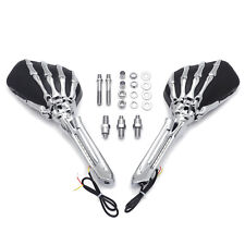 Chrome Claws LED Skull Rearview Mirrors w/8mm 10mm Bolts For Harley Street Glide picture
