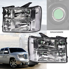 Pair Headlights Headlamps Fit For 2007-13 GMC Sierra 1500 2500HD 3500HD New picture
