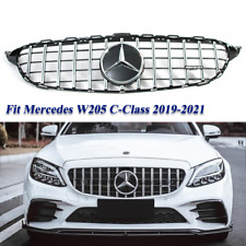 Chrome GT R Style Grille For Mercedes Benz C-Class W205 2019-2021 C300 W/Emblem picture
