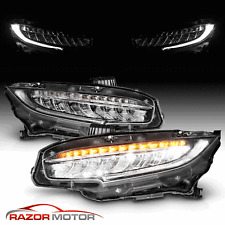 [Full LED]2016-2020 For Honda Civic 4DR Black Light Bar Tube Headlight Pair picture