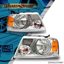 Fit For 04-08 Ford F150 Lincoln Pair Chrome Housing Amber Side Headlight/Lamp picture