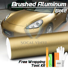 Premium Brushed Aluminum Gold Steel Vinyl Wrap Sticker Decal Film Air Release picture