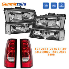 Pair Black Headlights & Red Tail Lights For 2003-2007 Chevy Silverado 1500 2500 picture