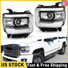 For 14-18 GMC Sierra 1500 / 15-19 2500HD Black Clear Projector Headlights Lamps picture