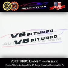 V8 BITURBO Fender Side AMG Emblem Matte Black Logo Badge Mercedes C63 E63 G63 picture
