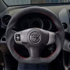 FIT TOYOTA RAV4 2006-2012 Black Genuine leather steering wheel RED stitch-SPORTS picture