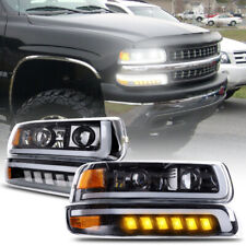 For 99-02 Chevy Silverado 00-06 Tahoe 1500 2500 LED Headlights + Bumper Lamps picture