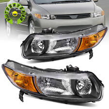 For 2006-2011 Honda Civic Coupe 2Dr Black Housing Headlights Assembly Lamps Pair picture