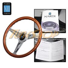 ITALY NARDI CLASSIC 360MM STEERING WHEEL MAHOGANY WOOD WITH POLISHED SPOKE picture