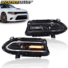 Fit For 2015-2022 Dodge Charger Halogen LED DRL Projector Headlights Lamps Pair picture